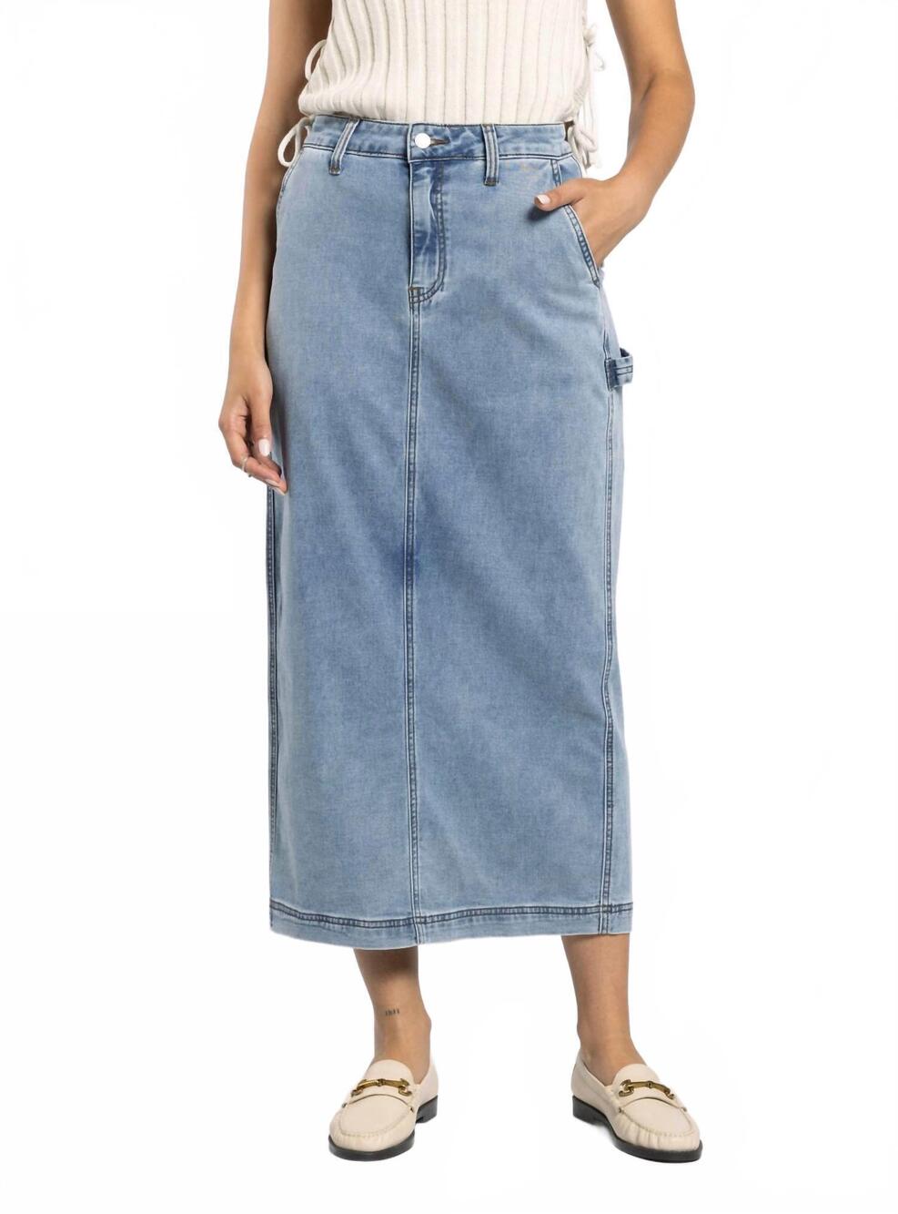 NEW THREAD & SUPPLY reggie midi skirt in blue